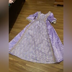 Victorian Princess Elegant Purple Gown with Gold Lace Details Size Small